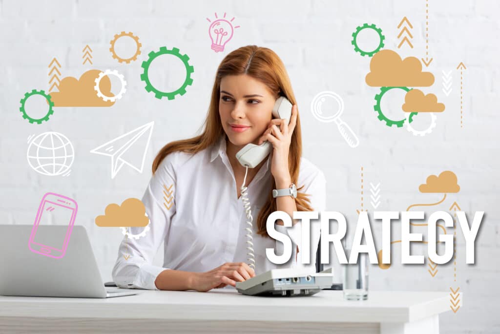 Businesswomen at desk Strategy
